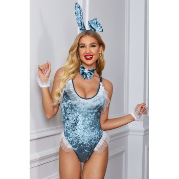 Blue Velvet Lace Bunny Costume